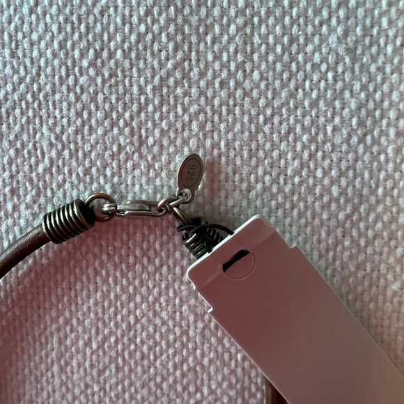 NWT Peyote Bird Silver Charm Brown and Pink Leather Bracelet with Heart Charm - Picture 7 of 11